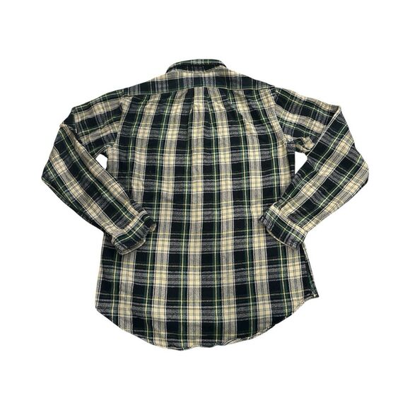 POLO RALPH LAUREN Custom Fit Shirt Navy Tan Plaid Thick Flannel Men’s Medium - Picture 2 of 5